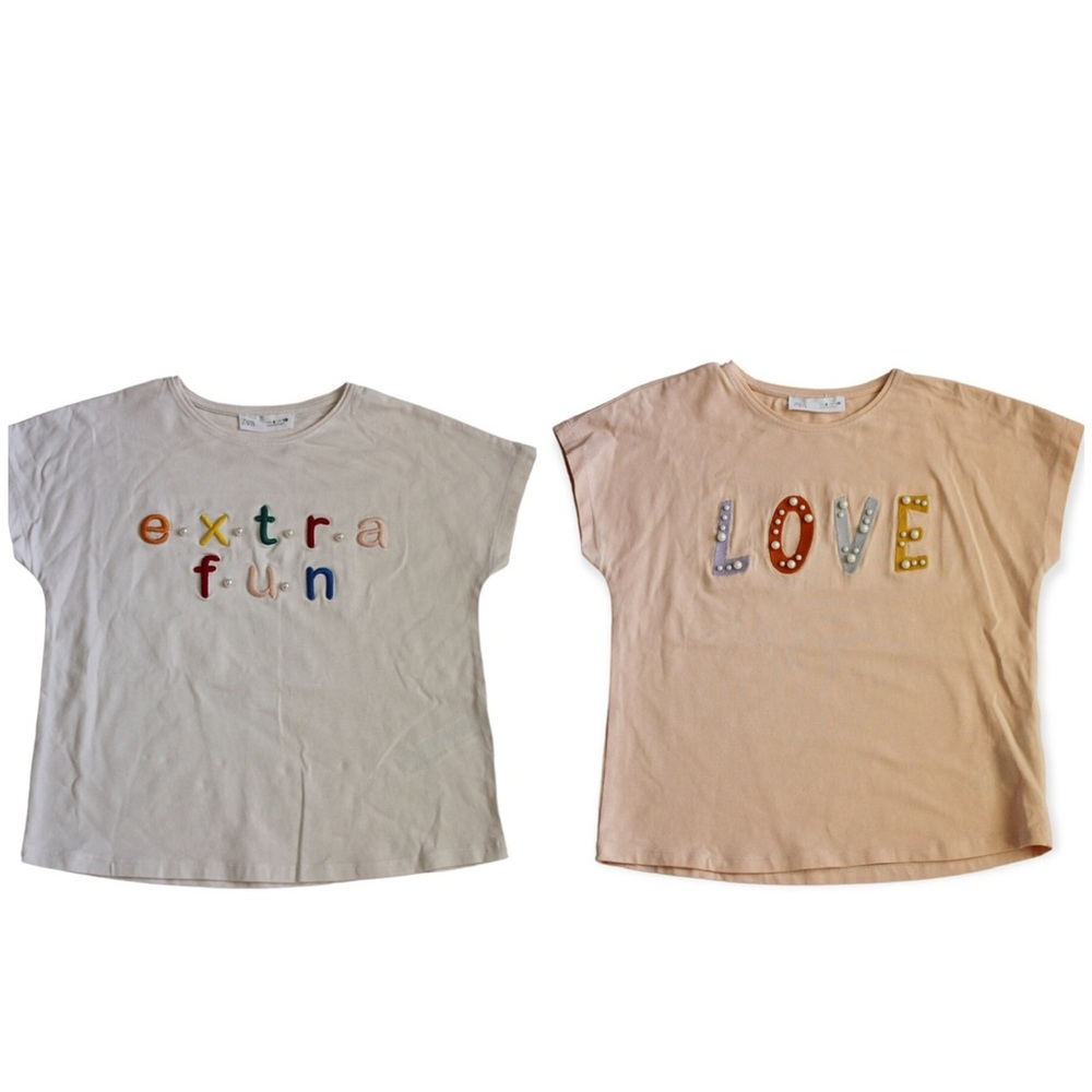 2-pack Zara Embroidered Tee. Size 8